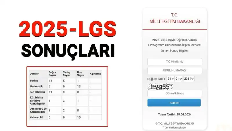 2025 LGS Sınav Sonuçları Açıklanıyor! İşte Sonuç Sorgulama Ekranı