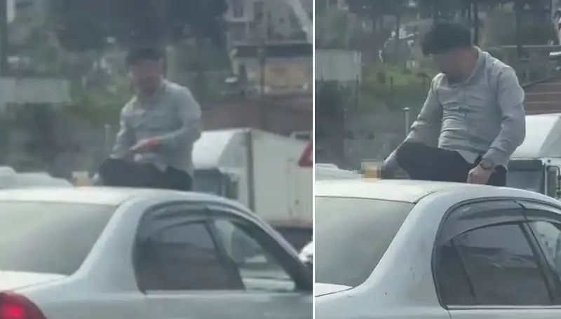 Trafikte Şok Eden Anlar: Otomobil Üzerinde Eğlenceli Alem!