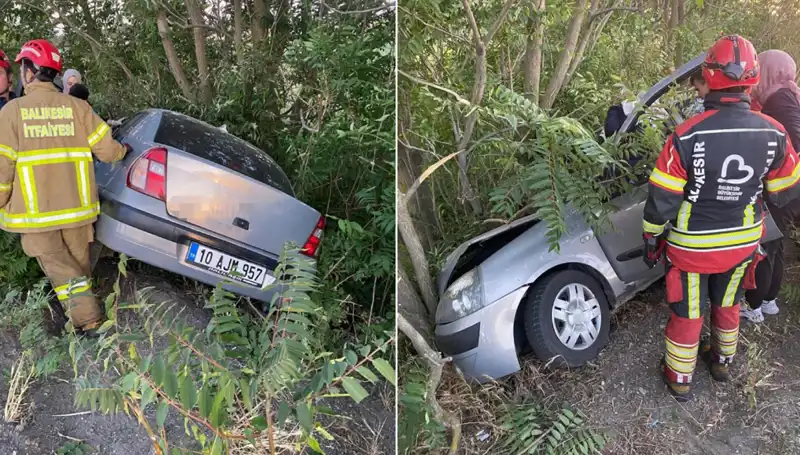 Balıkesir'de Otomobil Şarampole Yuvarlandı: İki Kişi Yaralandı, Olayın Detayları Şaşkınlık Yarattı!