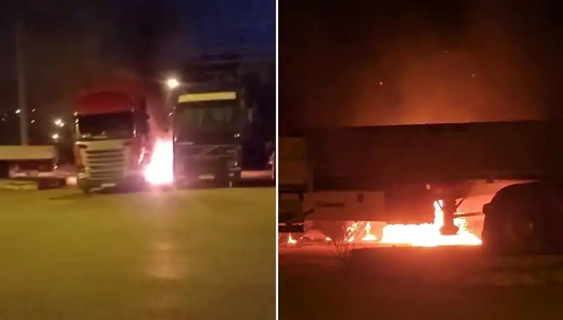 Park Halindeki Tırları Alevlere Gark Eden Gizemli Olayın Sırrı Ne?